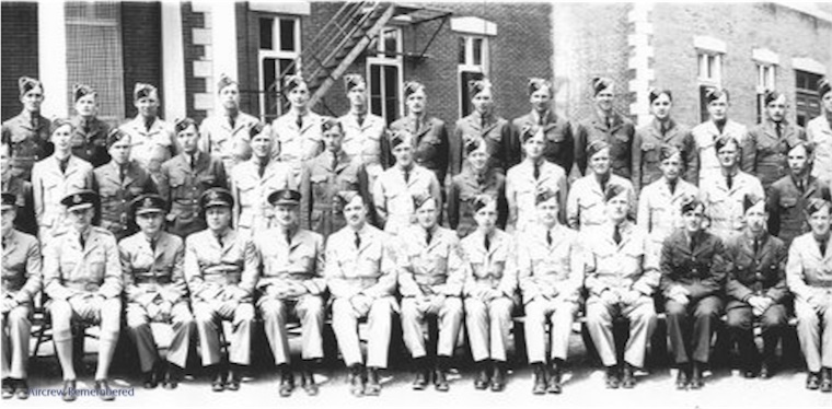 Lawrence in flight training at Victoriaville Quebec, June 1942.  He is front row, third from left. 